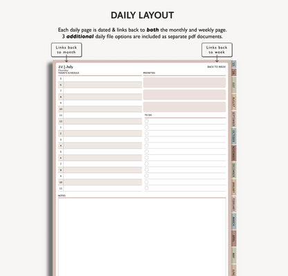 2025 2026 Mid Year Daily Planner | Minimal Modern Simple Agenda
