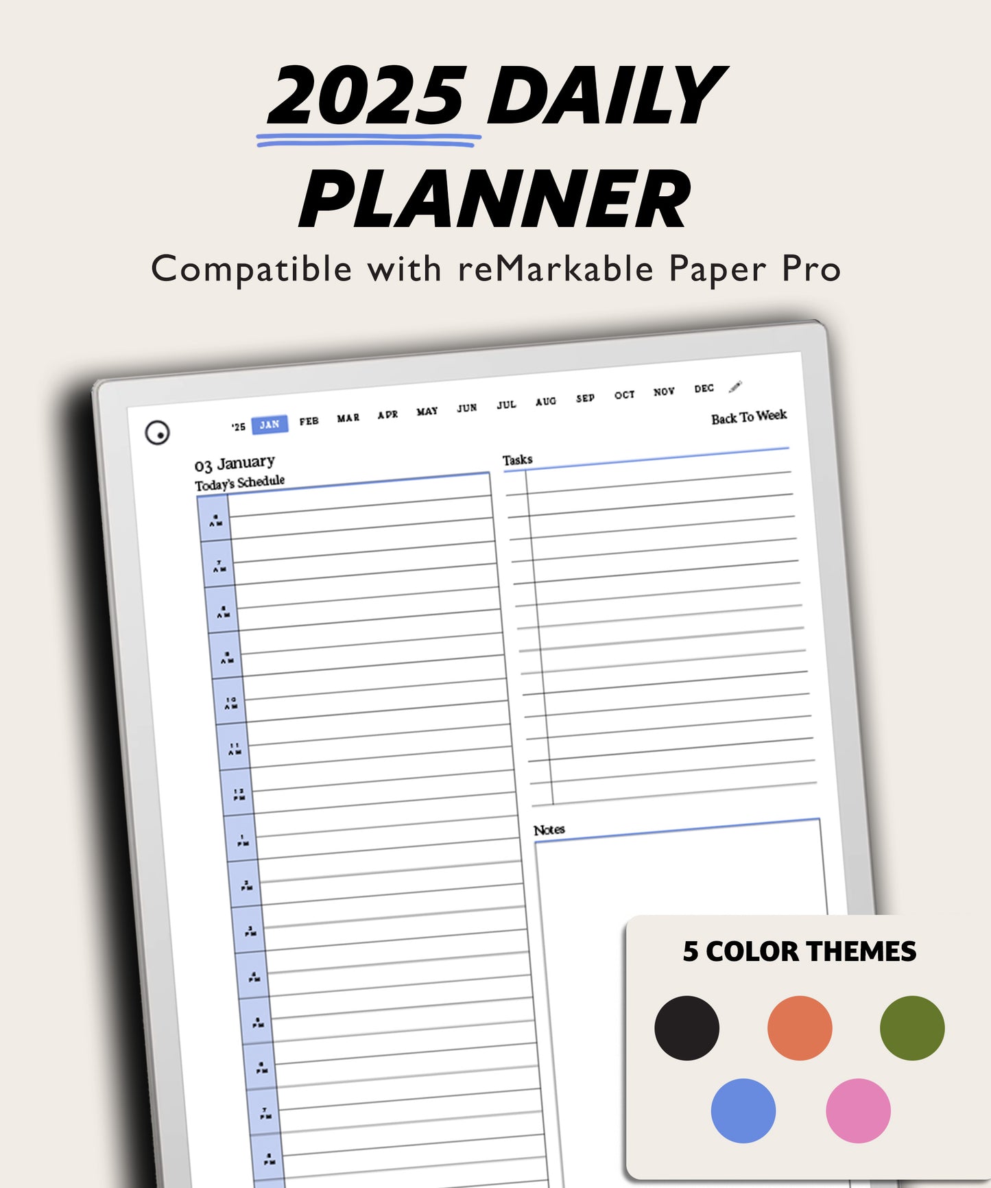 2025 Daily Planner | for reMarkable Paper Pro