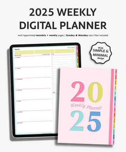 2025 Weekly Planner | Minimal Modern Simple Agenda