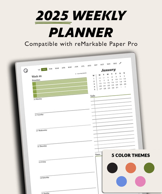 2025 Weekly Planner | for reMarkable Paper Pro