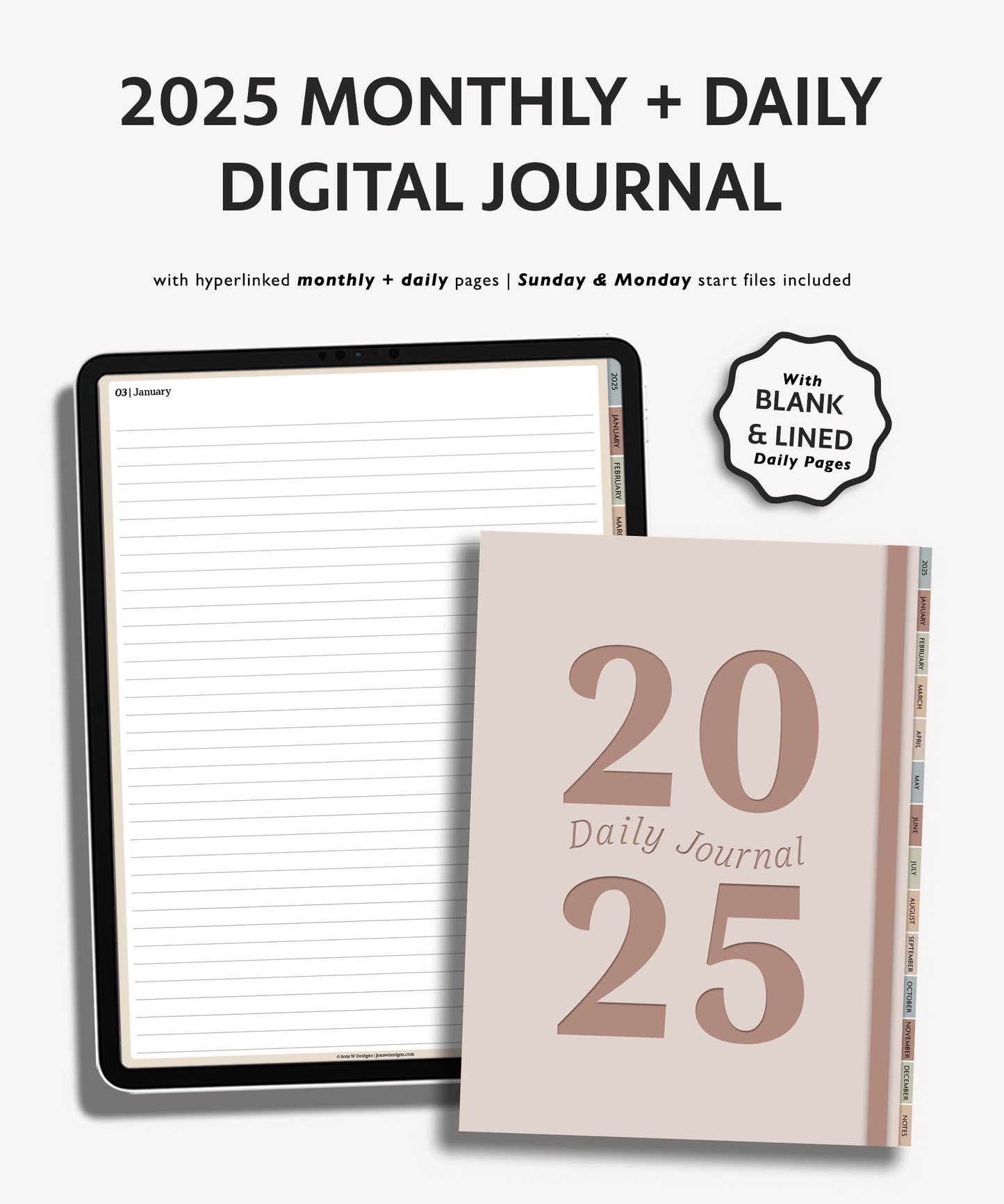 2025 Daily Journal | Minimal Modern Simple Diary