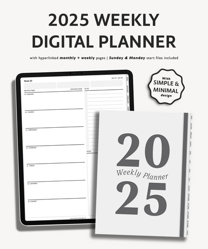 2025 Weekly Planner | Minimal Modern Simple Agenda