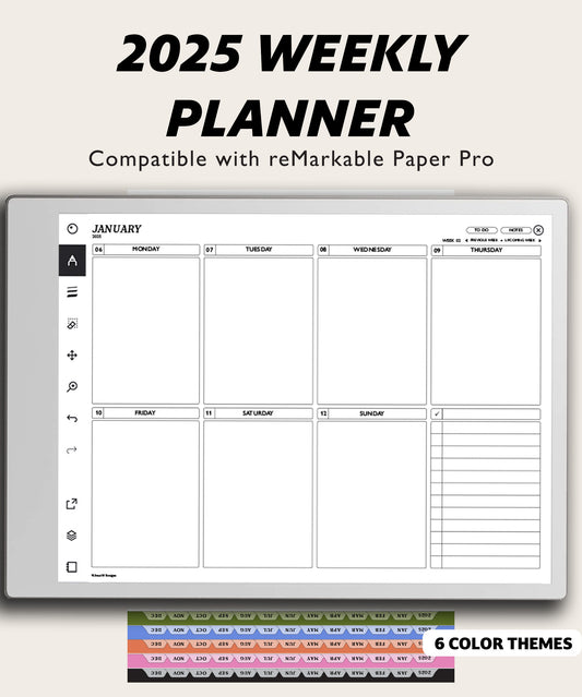 2025 Weekly Planner Landscape | for reMarkable Paper Pro