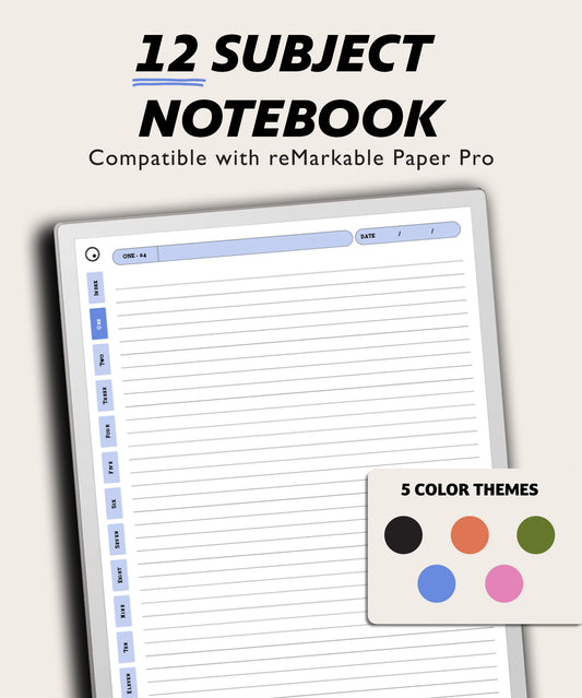 12 Section Notebook | for reMarkable Paper Pro