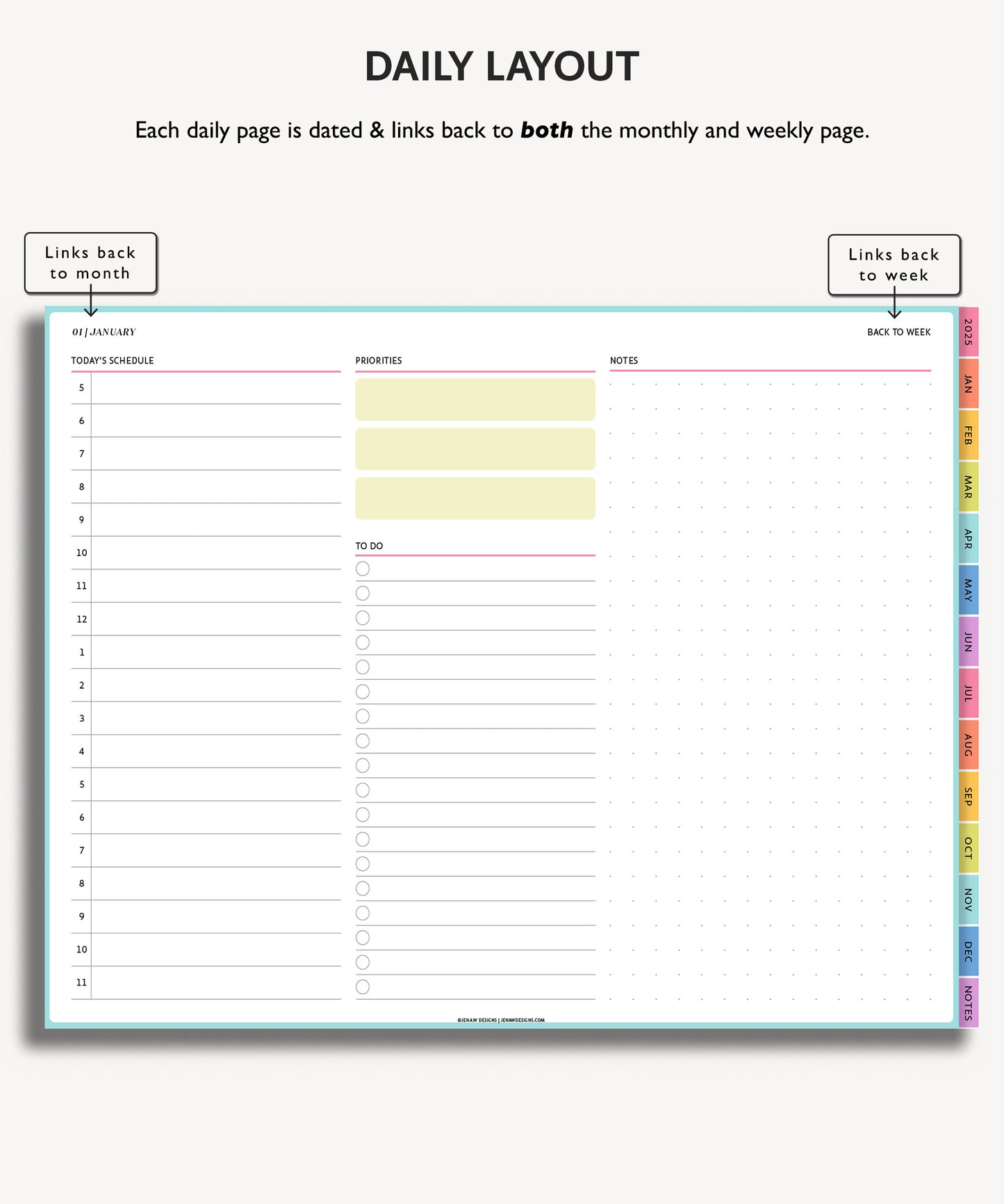 2025 Simple Landscape Daily Digital Planner | Modern Minimal