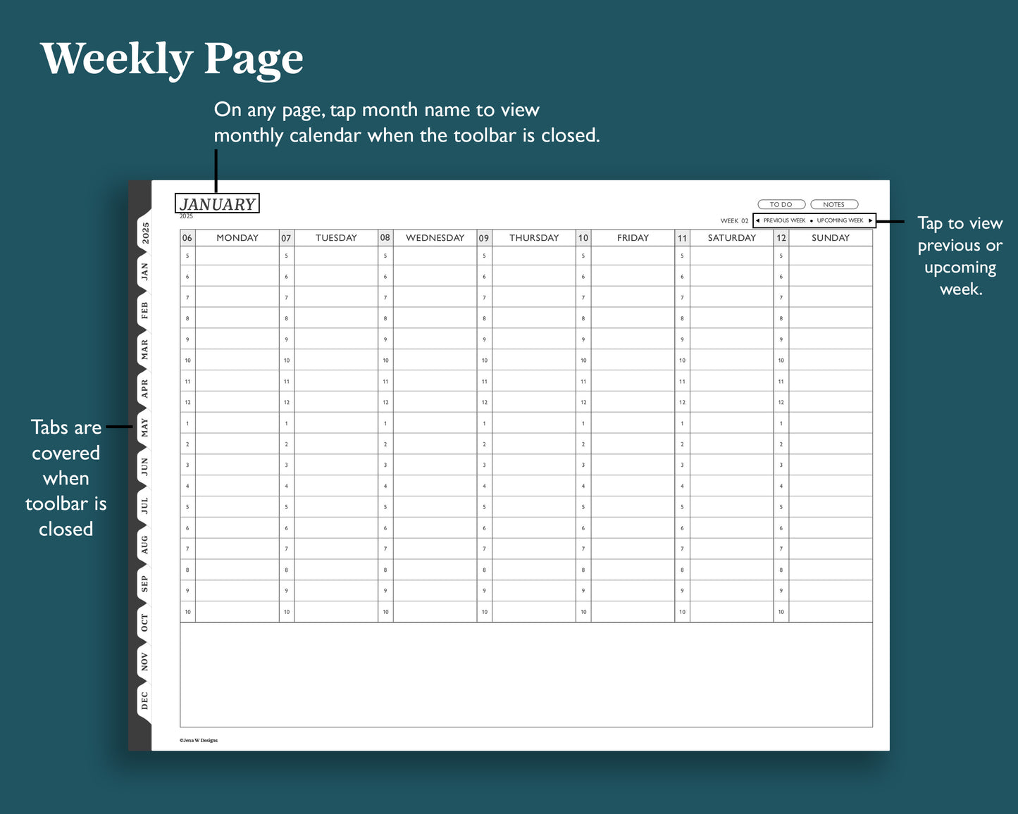 2025 Hourly Weekly Planner | Landscape Planner for reMarkable