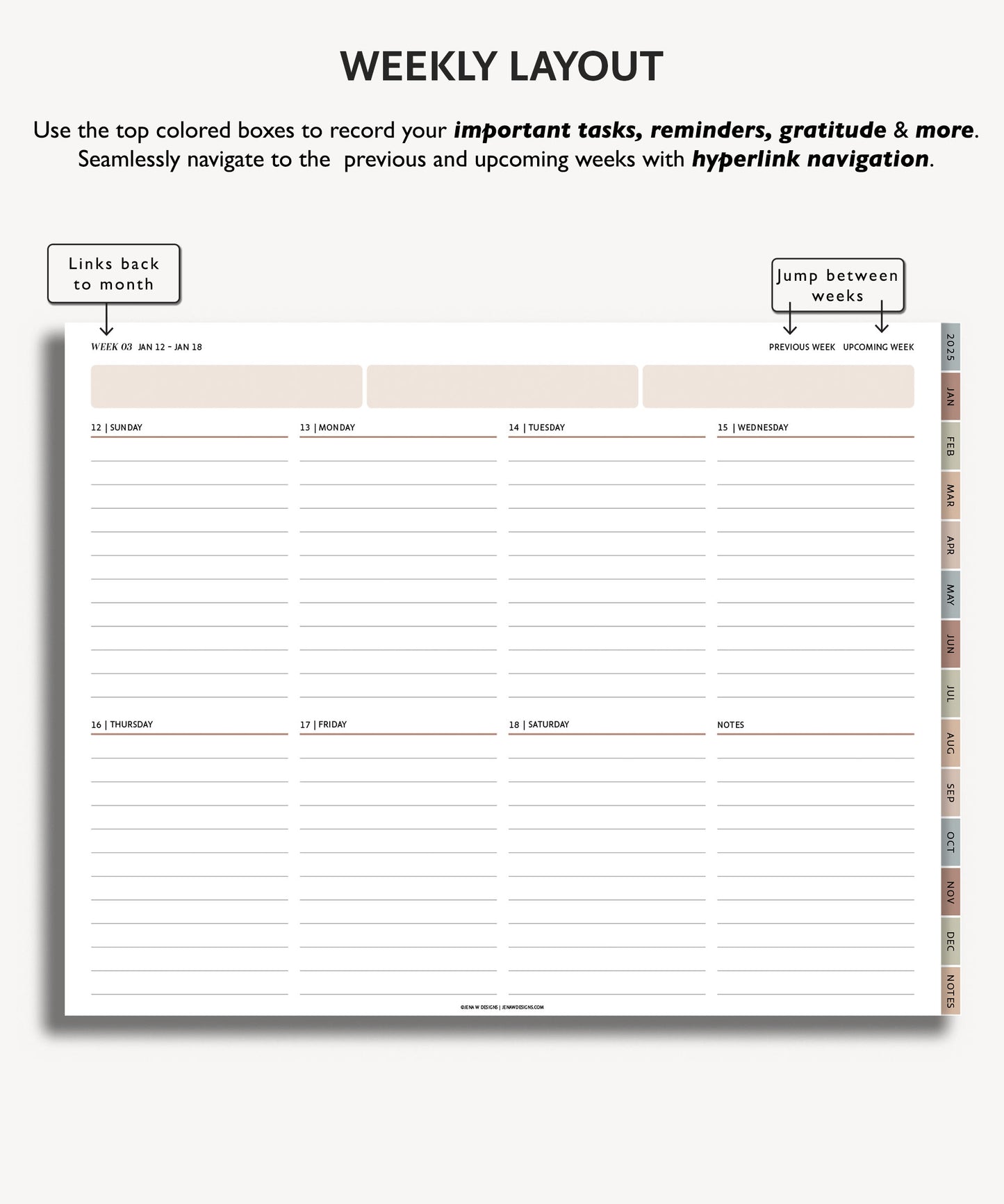 2025 Simple Landscape Weekly Digital Planner | Modern Minimal