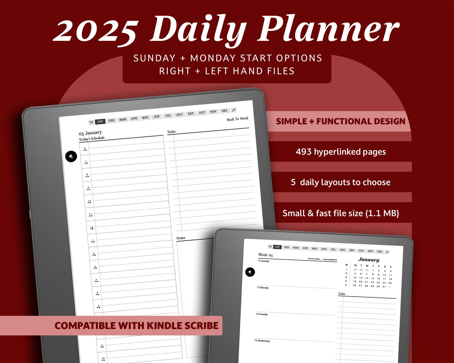 2025 Daily Planner | for Kindle Scribe