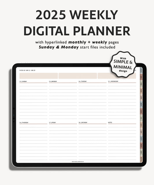 2025 Simple Landscape Weekly Digital Planner | Modern Minimal