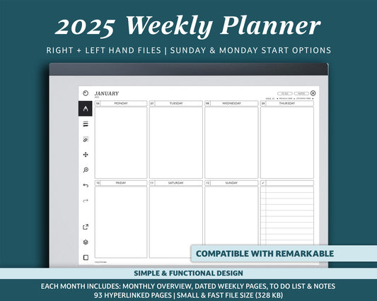 2025 Weekly Planner with To Do Lists | Landscape Planner for reMarkable