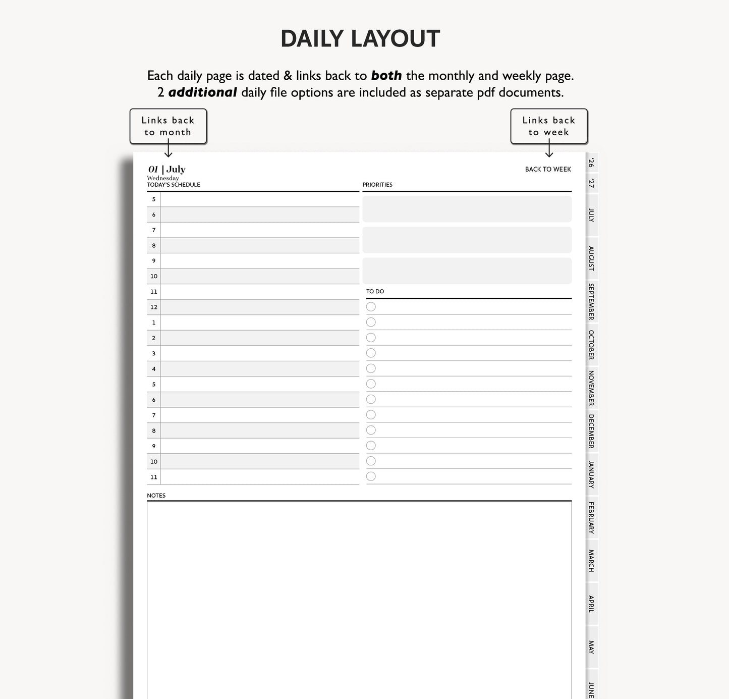 2026 2027 Mid Year Weekly Planner | Minimal Modern Simple Agenda