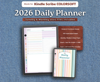 2026 Daily Planner | for Kindle Scribe Colorsoft