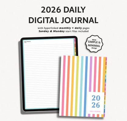 2026 Daily Journal | Minimal Modern Simple Diary