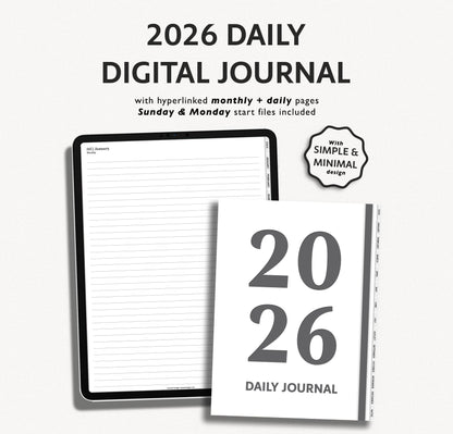 2026 Daily Journal | Minimal Modern Simple Diary