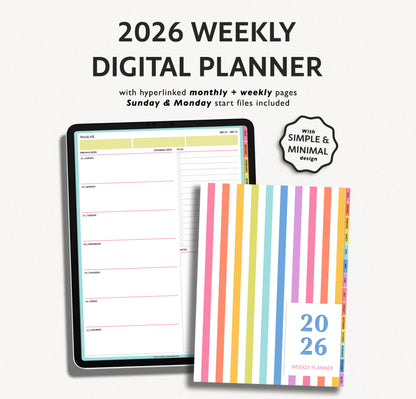 2026 Dated Weekly Digital Planner – for iPad & Android Tablets