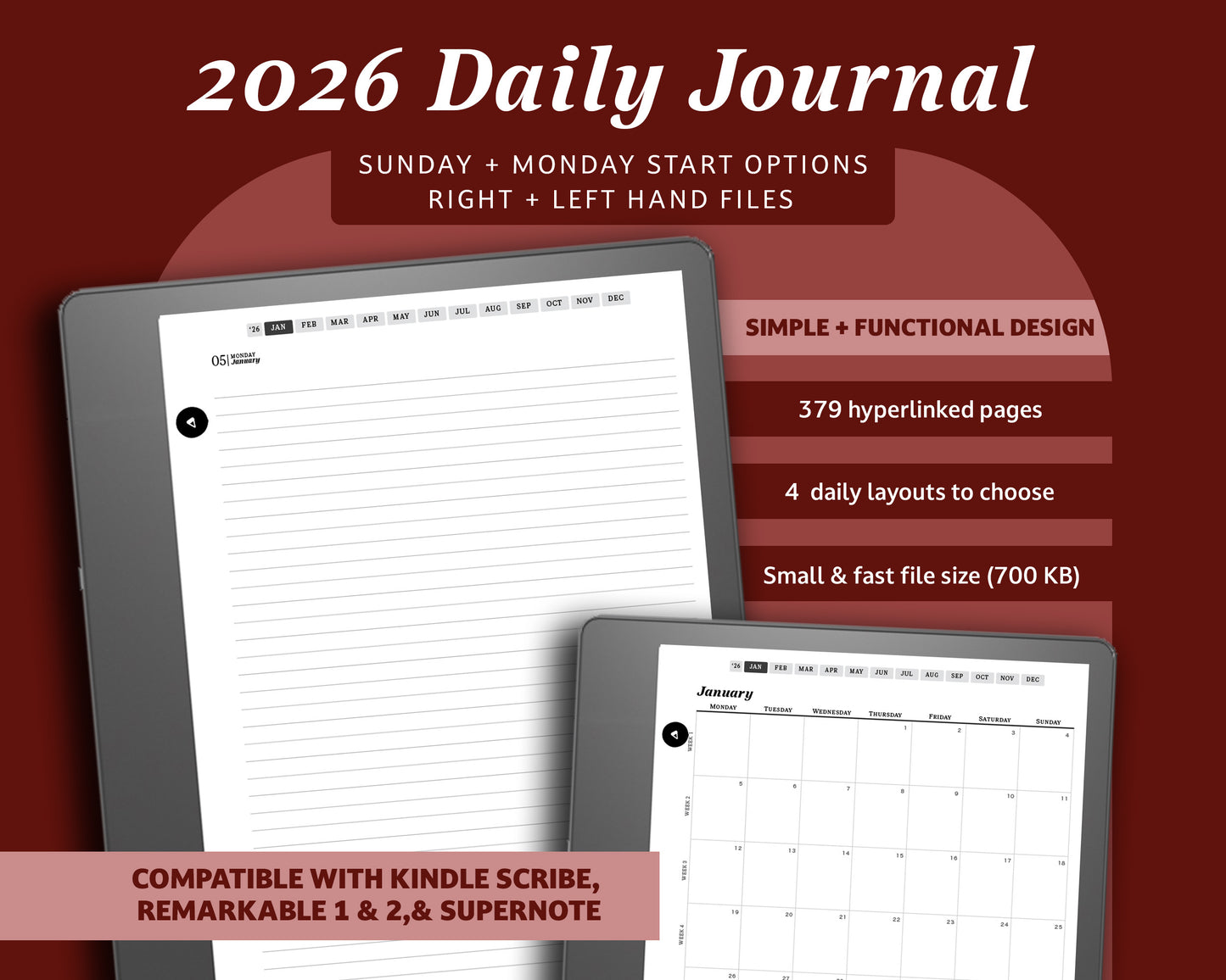 2026 Daily Journal | for Kindle Scribe