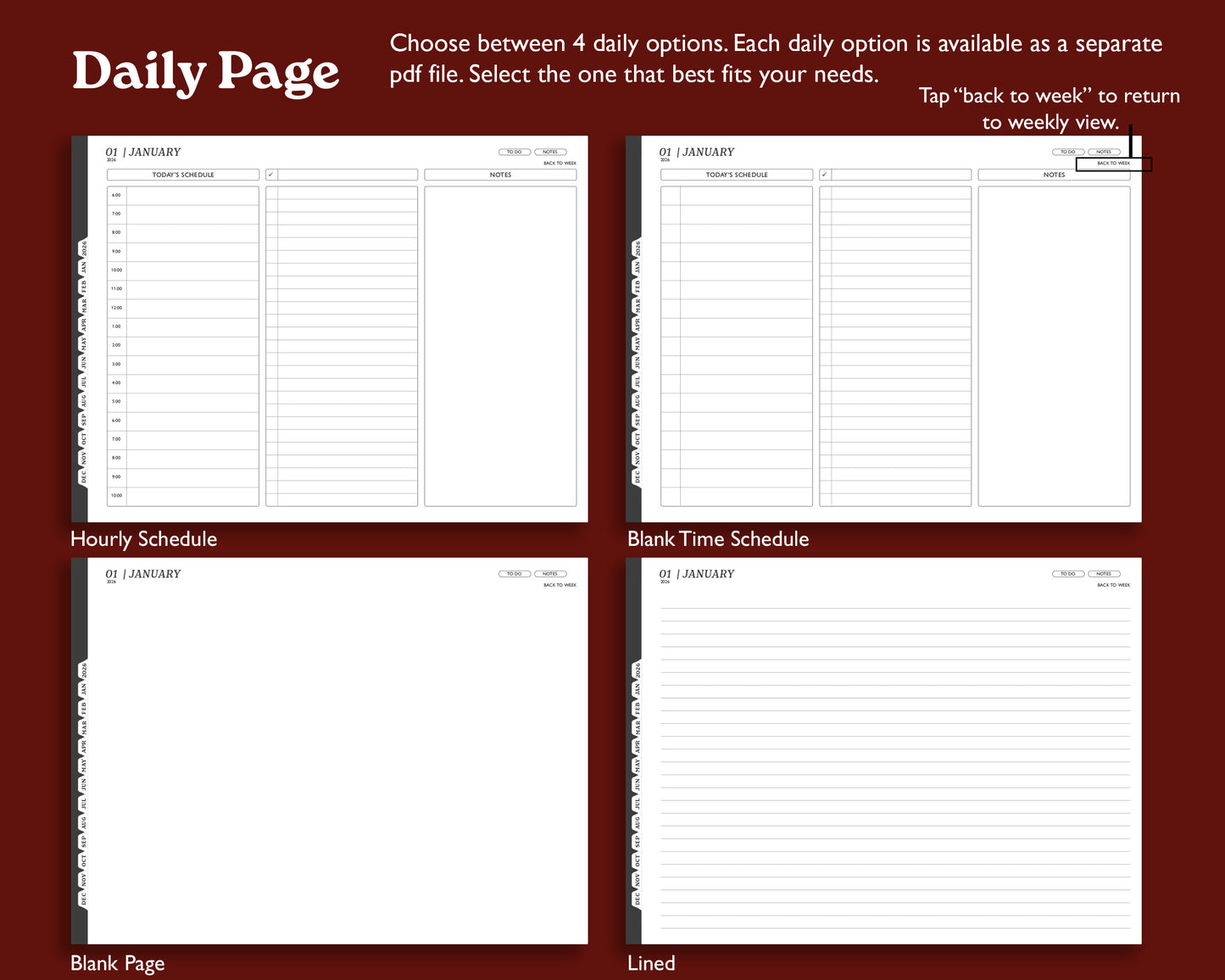 2026 Daily Digital Planner | Landscape Planner for Kindle Scribe