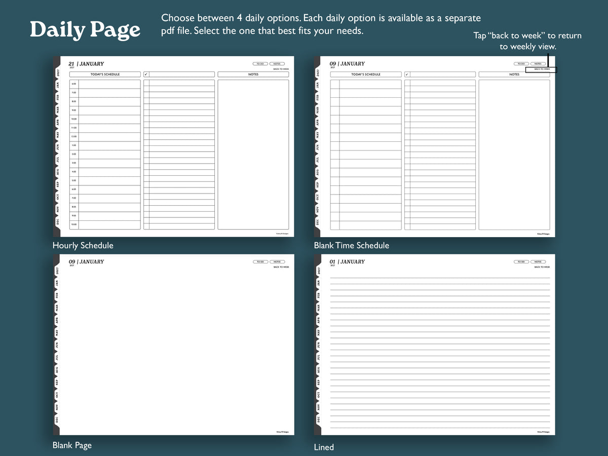 2027 Daily Planner | Landscape Planner for reMarkable 2, Paper Pro, & Paper Pure