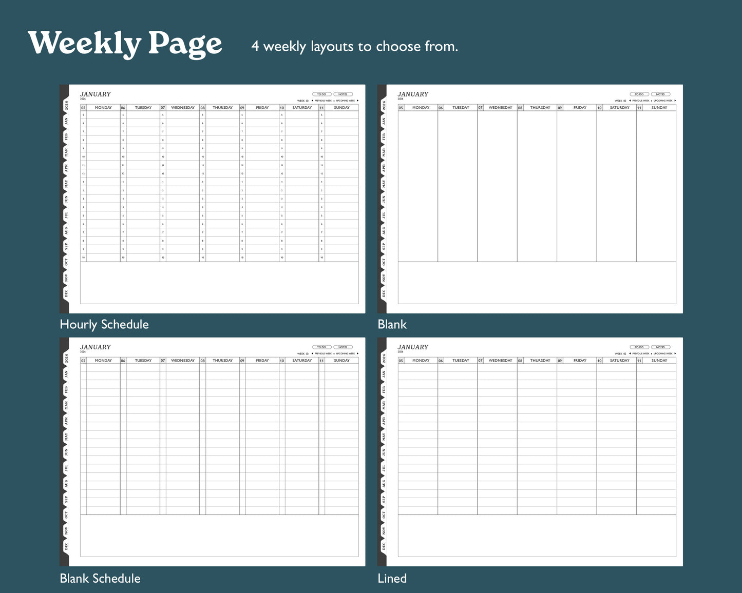 2026 Hourly Weekly Planner | Landscape Planner for reMarkable 2