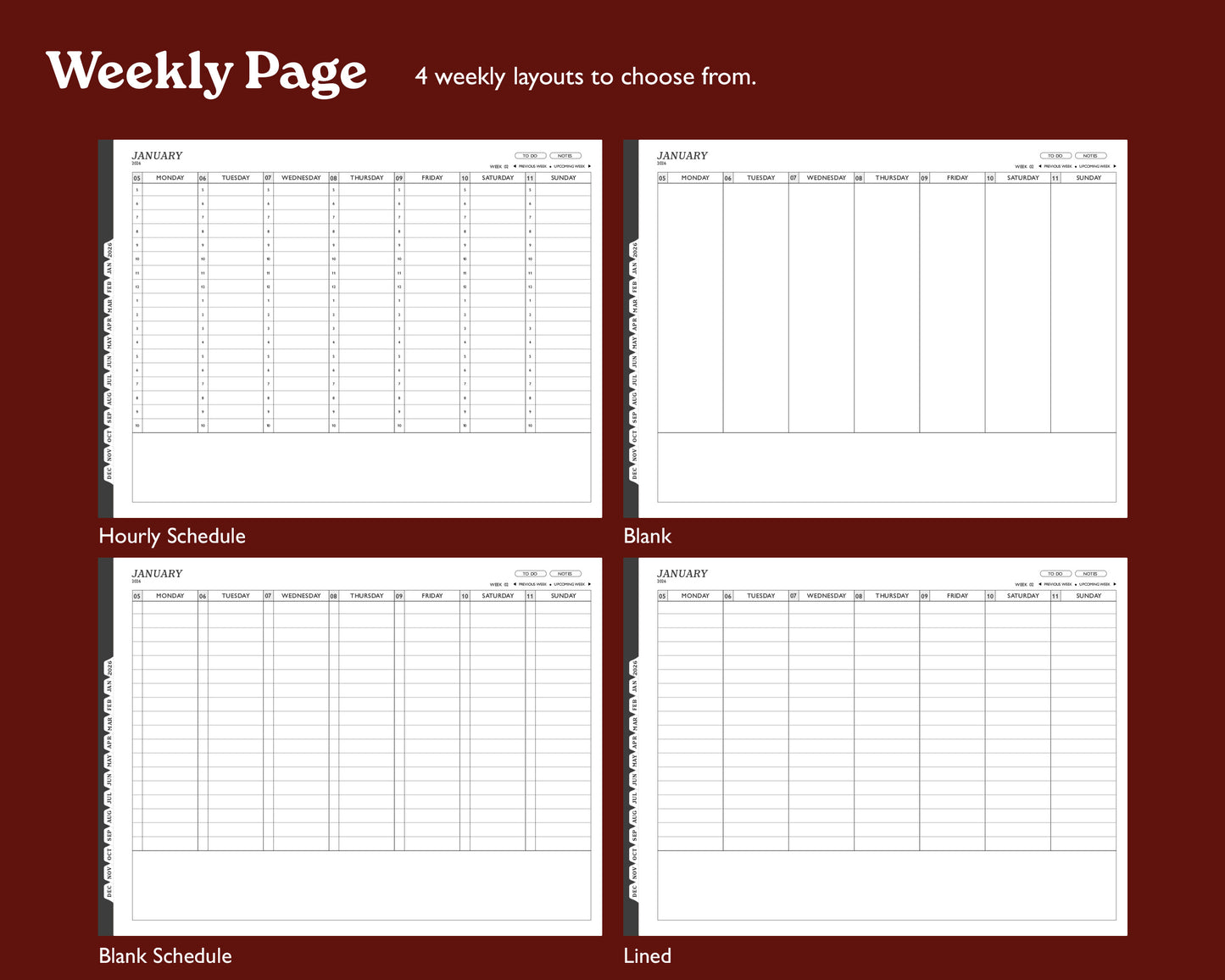 2026 Hourly Weekly Digital Planner | Landscape Planner for Kindle Scribe