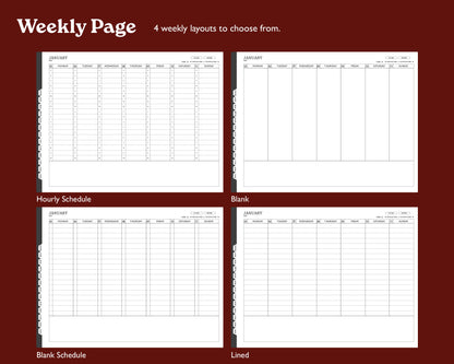 2026 Hourly Weekly Digital Planner | Landscape Planner for Kindle Scribe