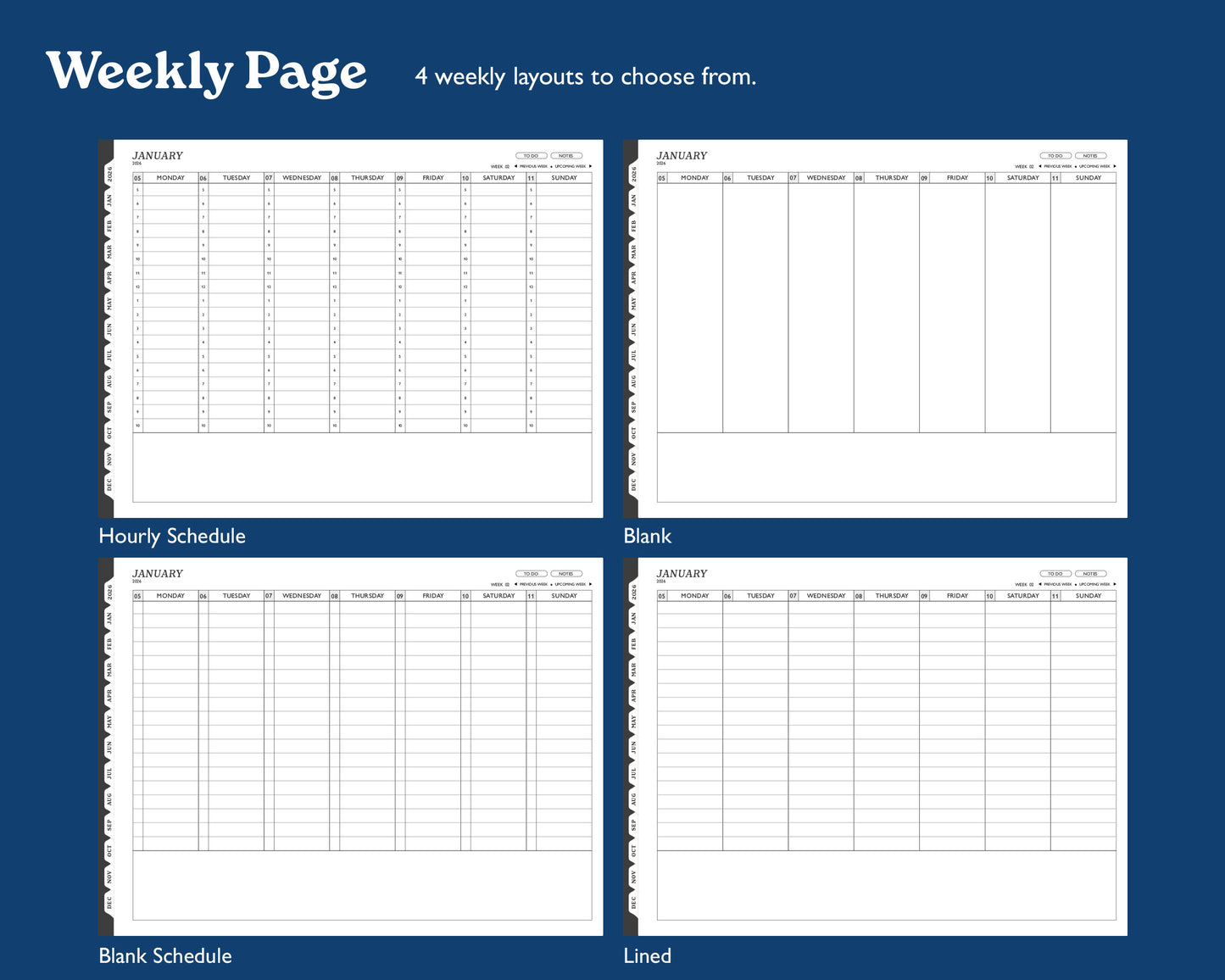 2026 Hourly Weekly Digital Planner | Landscape Planner for Supernote