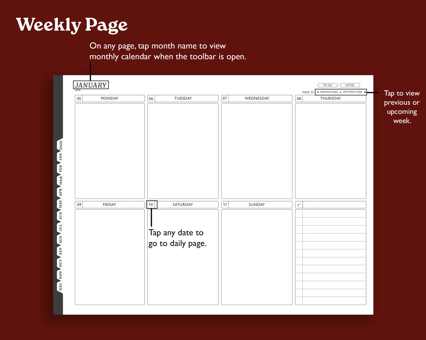 2026 Daily Digital Planner | Landscape Planner for Kindle Scribe