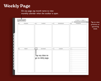 2026 Daily Digital Planner | Landscape Planner for Kindle Scribe