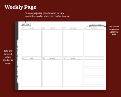 2026 Digital Planner for Kindle Scribe | Landscape Monthly Weekly Agenda
