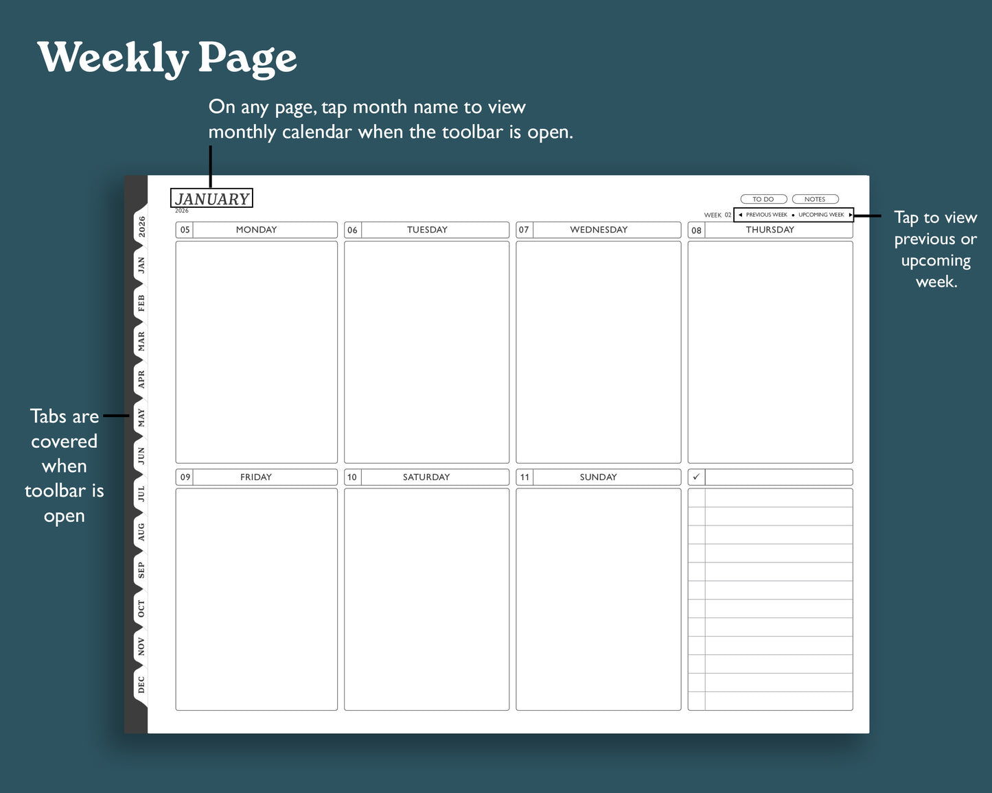 2026 Weekly Planner with To Do Lists | Landscape Planner for reMarkable 2