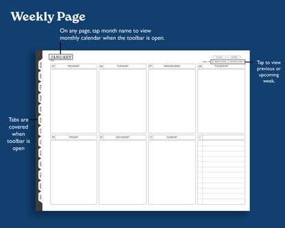 2026 Digital Planner for Supernote: Landscape Monthly Weekly Agenda