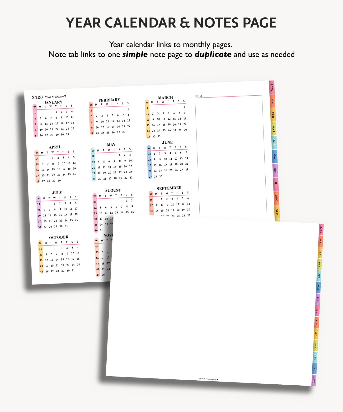 2026 Simple Landscape Monthly Digital Planner | Modern Minimal