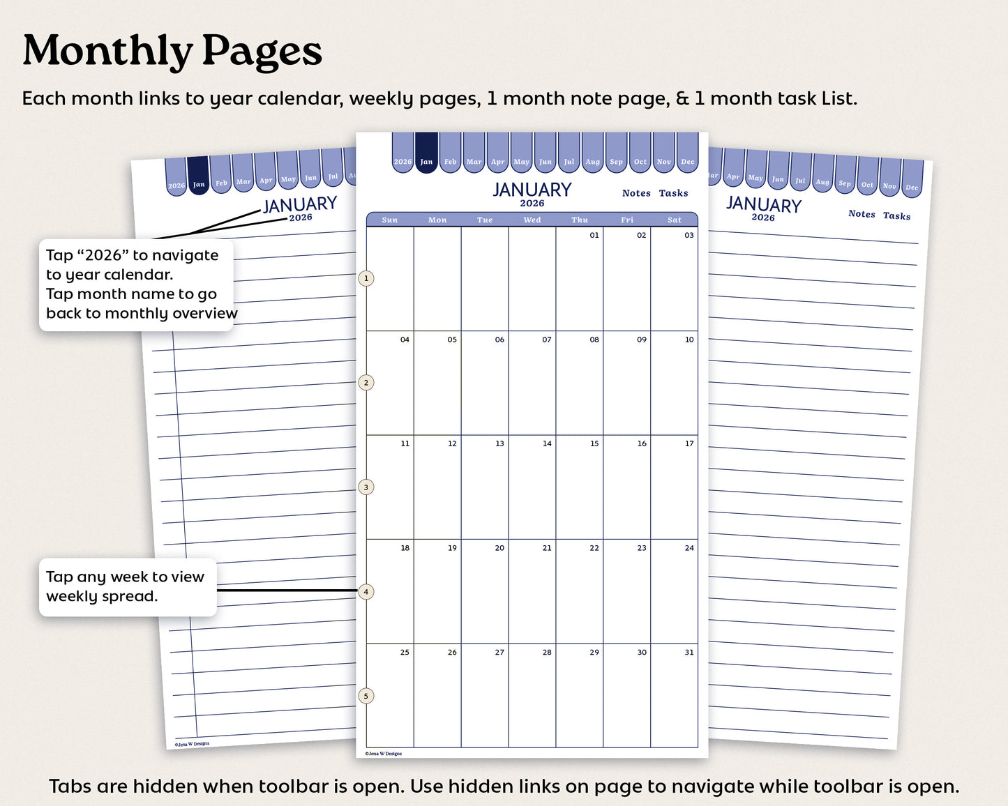 2026 Dated Weekly Digital Planner for reMarkable Paper Pro Move | Minimalist Hyperlinked Planner