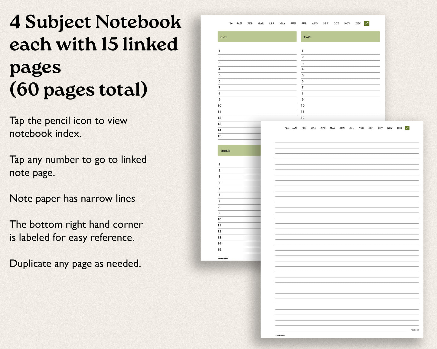 2026 Weekly Digital Planner for reMarkable Paper Pro – Minimalist Hyperlinked PDF Agenda & Digital Notebook | Sunday or Monday Start, 5 Colors