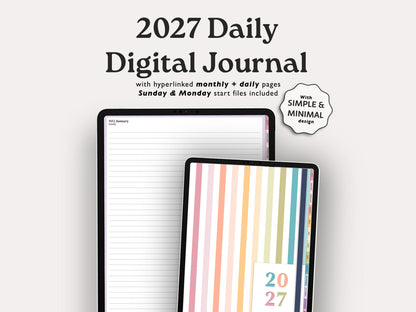 2027 Daily Journal | Minimal Modern Simple Diary