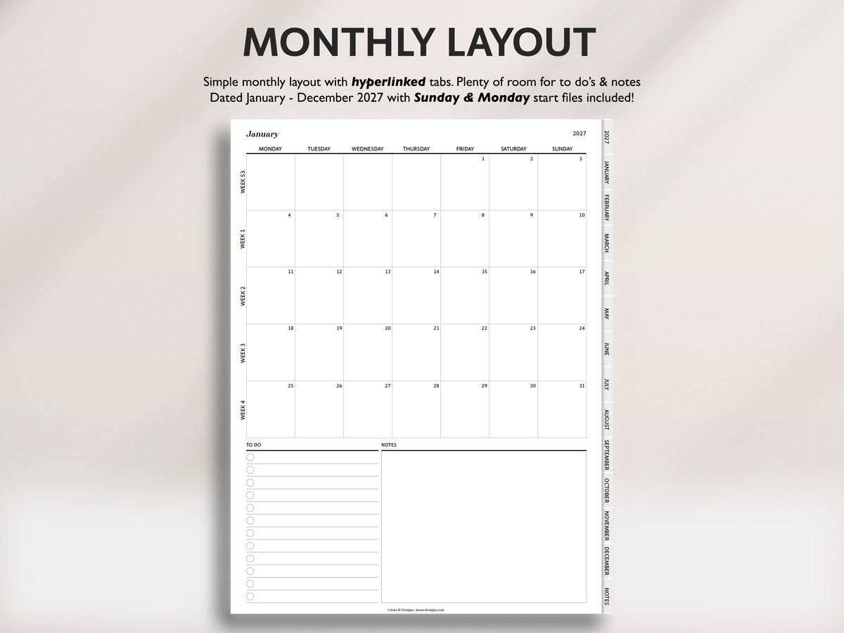 2027 Daily Journal | Minimal Modern Simple Diary