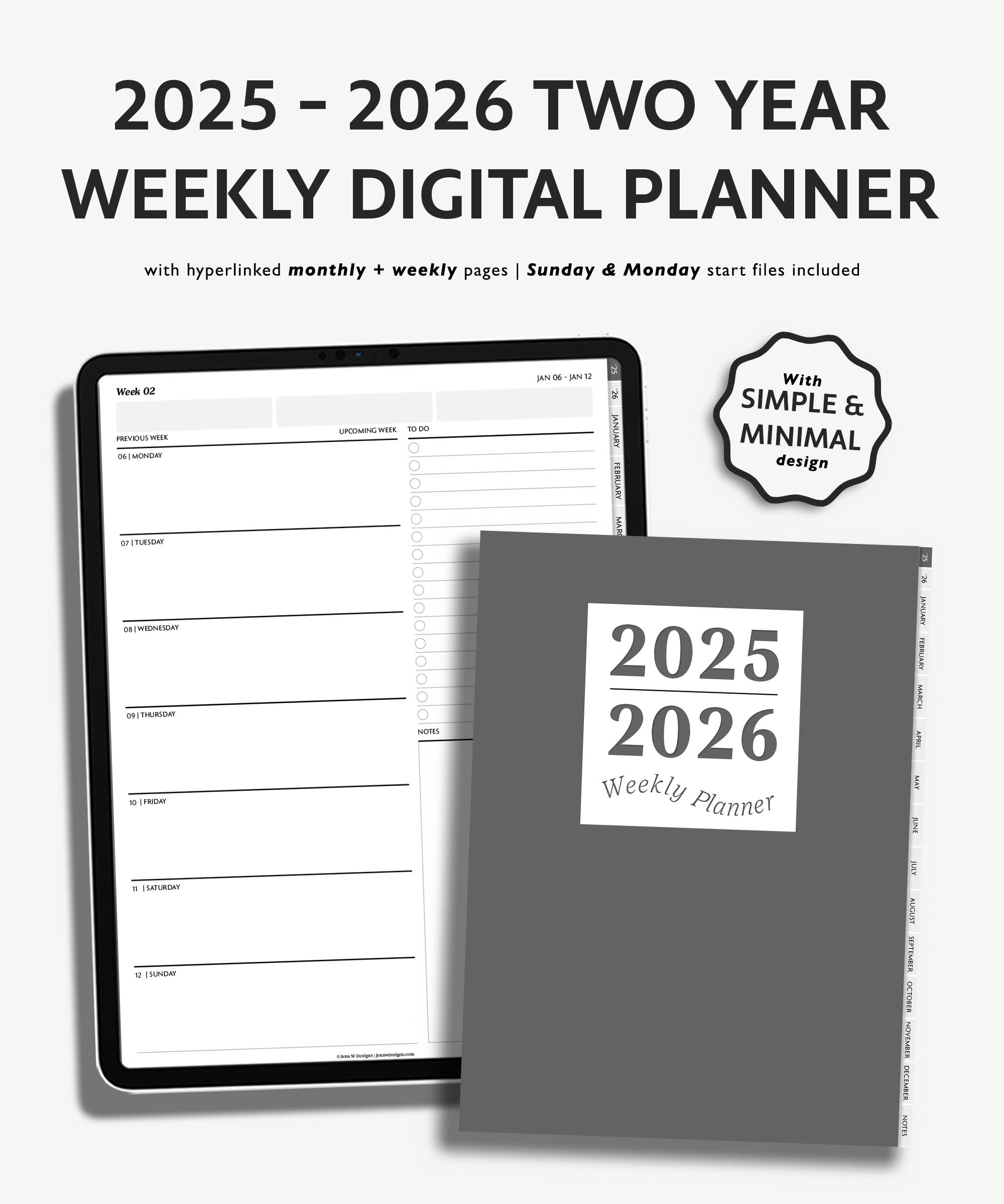 2025 2026 Two Year Weekly Planner Minimal Modern Simple Agenda Jena 2025 2026 two year weekly planner minimal modern simple agenda jena