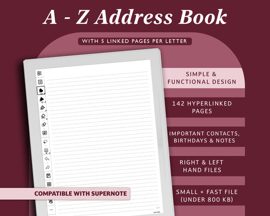 A to Z Address Book | for Supernote