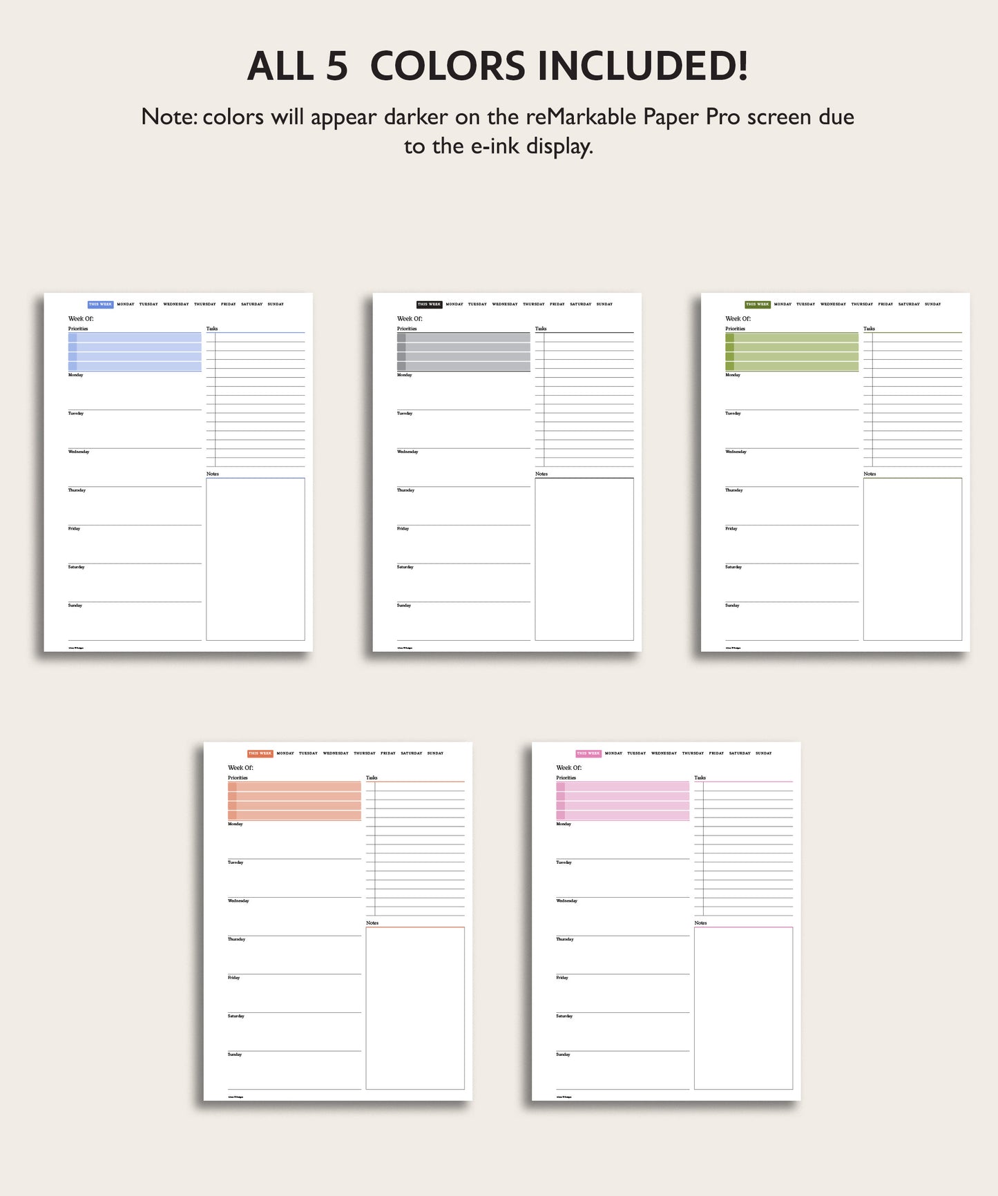 Free One Week Daily Planner | For reMarkable Paper Pro | Device Compatibility Tester