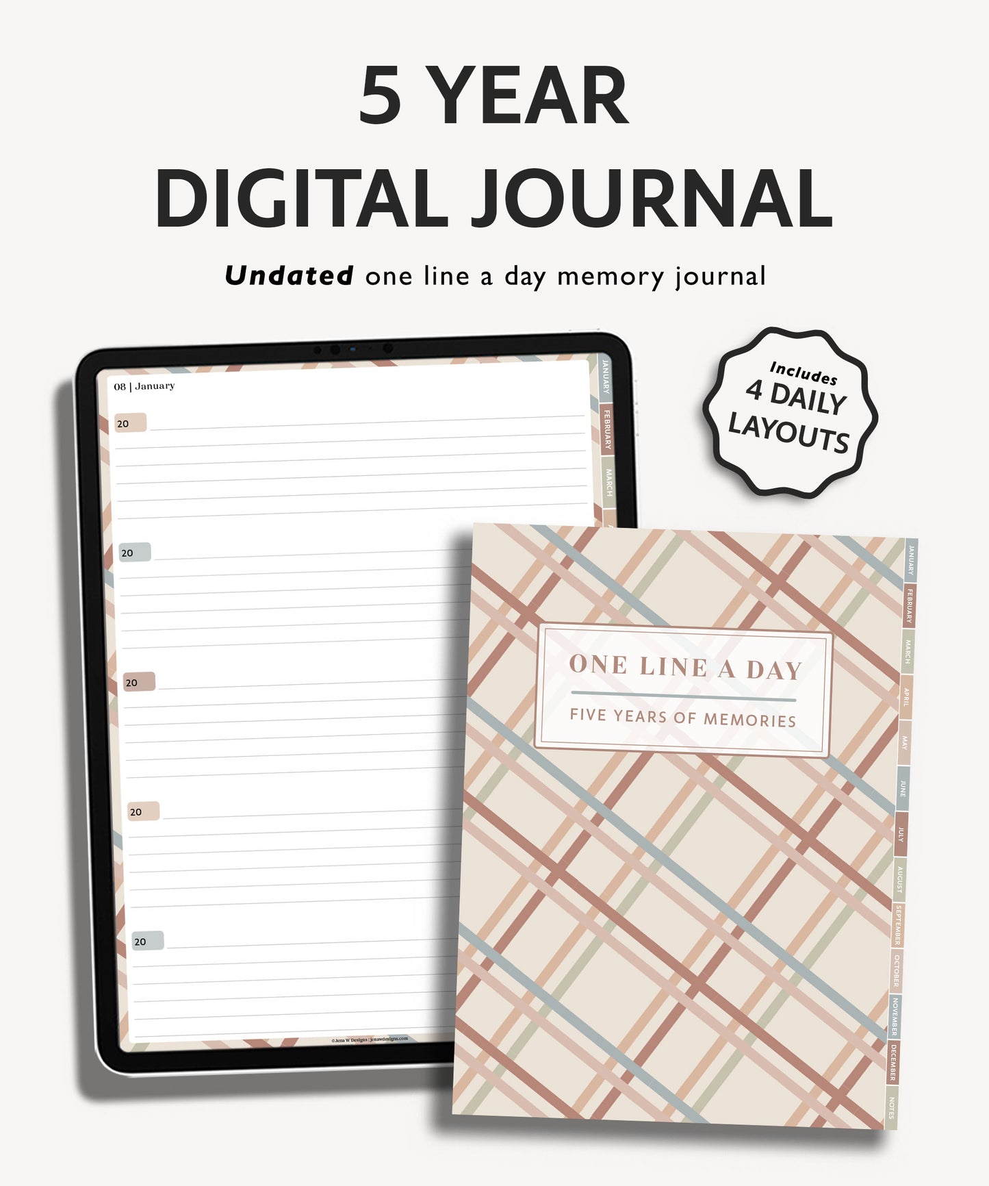 Colorful 5 Year Digital Journal | One Line A Day Journal