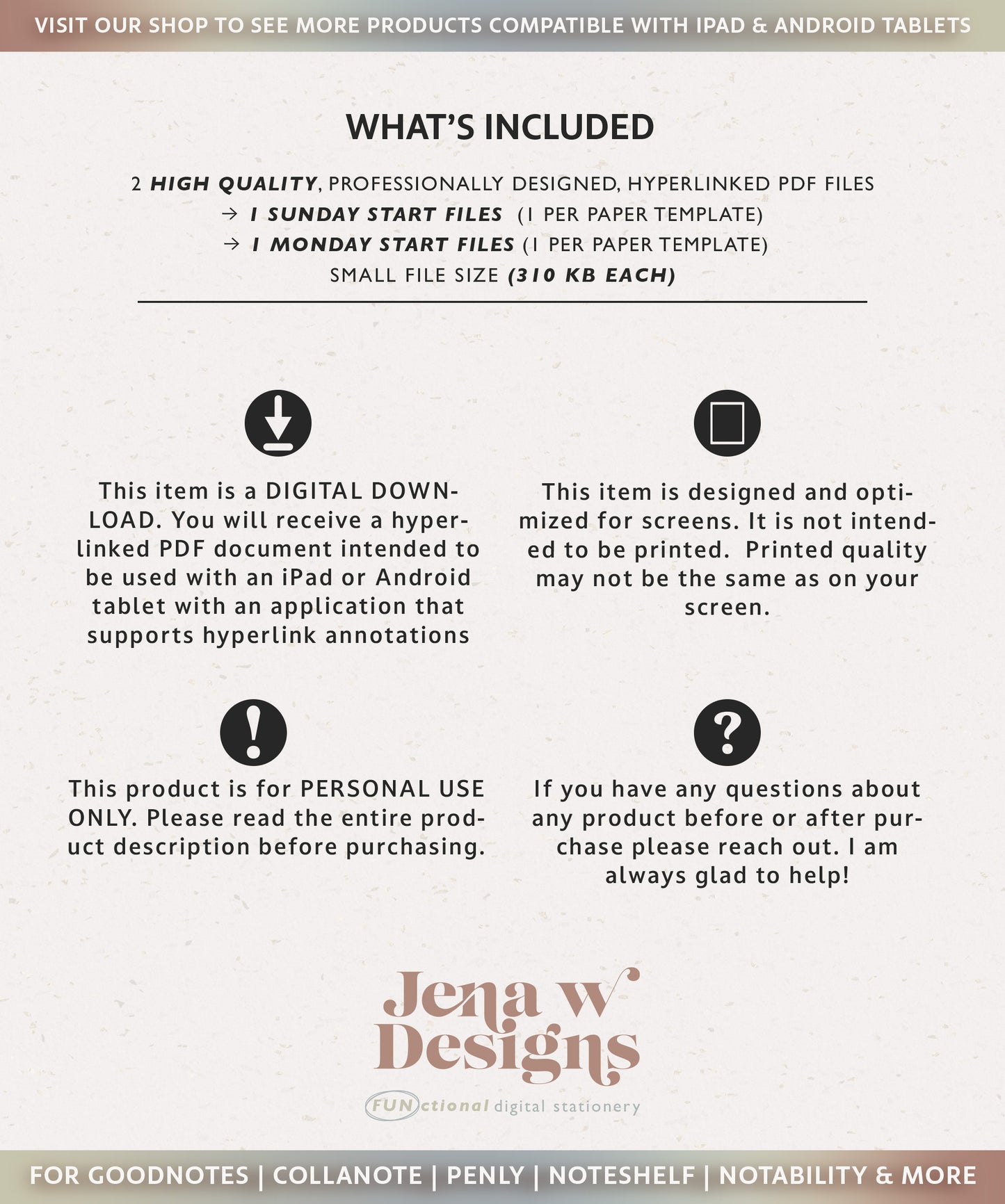 2026 Simple Landscape Monthly Digital Planner | Modern Minimal