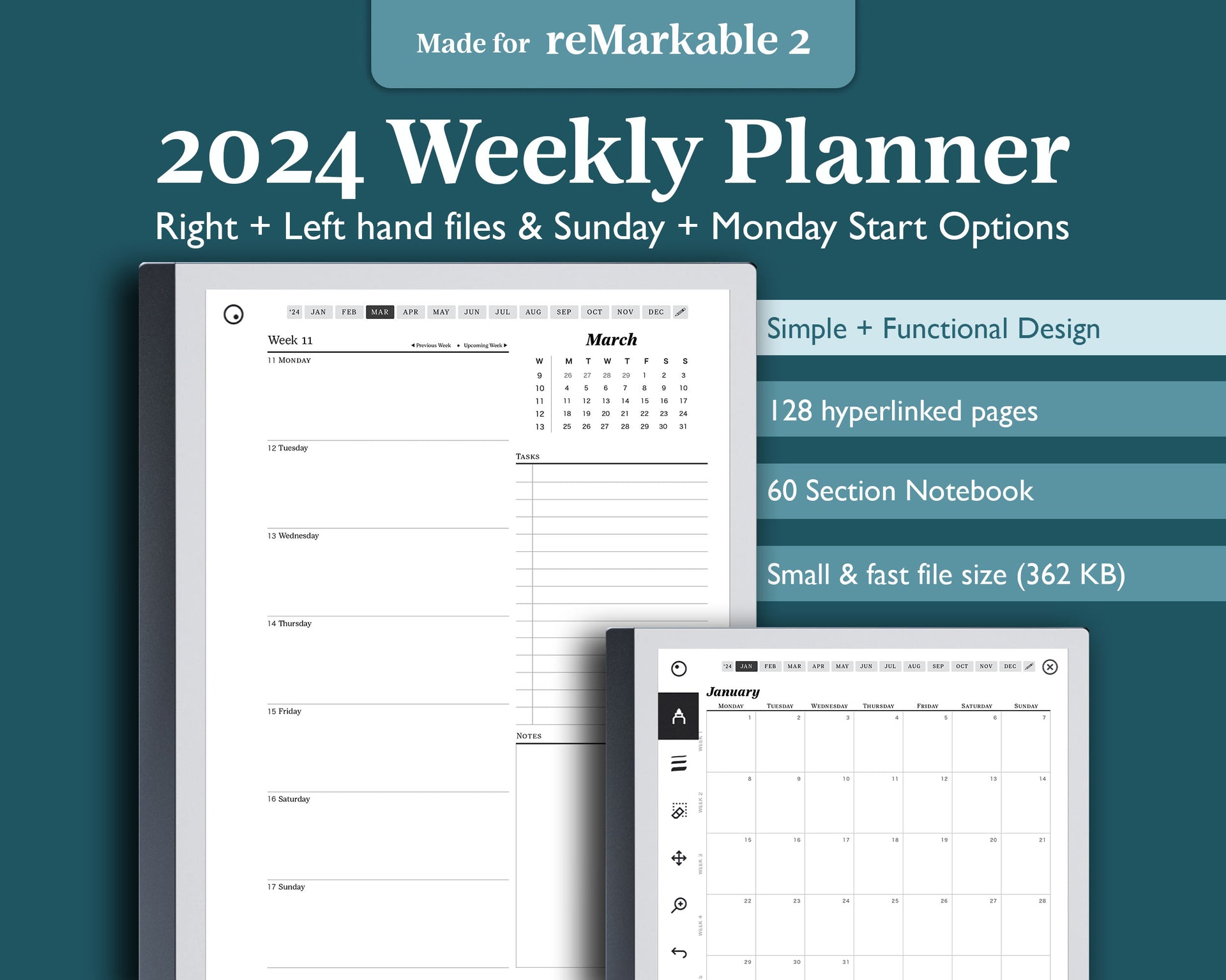 Remarkable 2 Templates Notebook 3 Layouts Hyperlinked PDF 