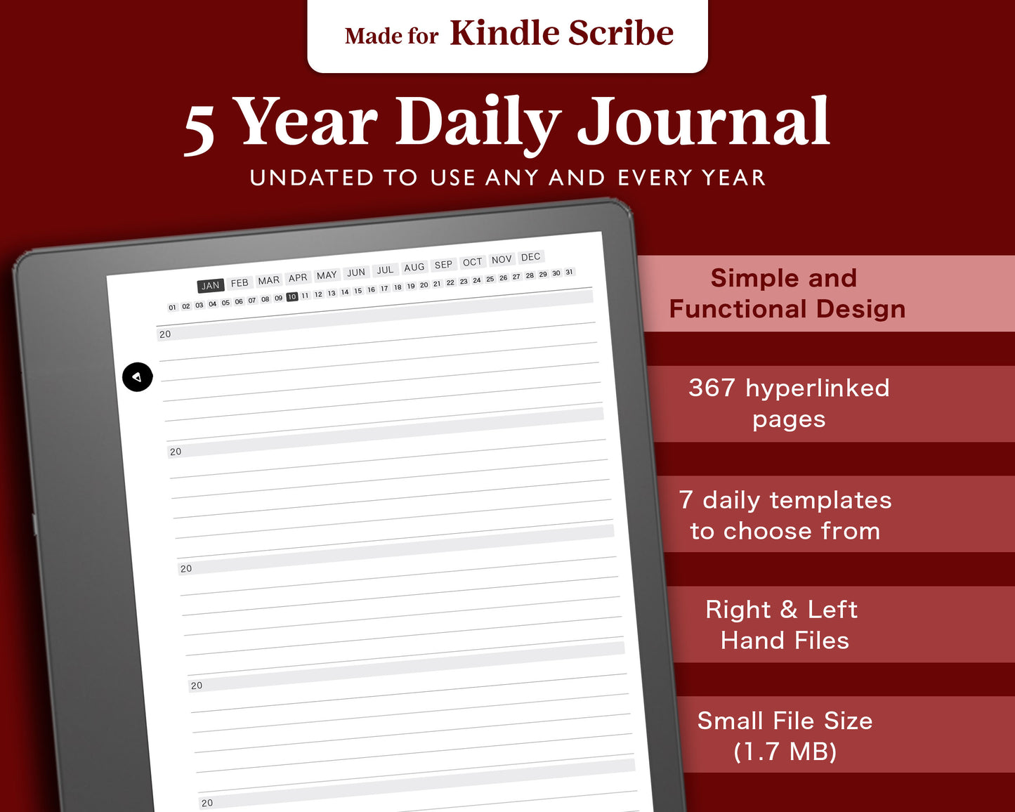 5 Year Daily Journal | for Kindle Scribe