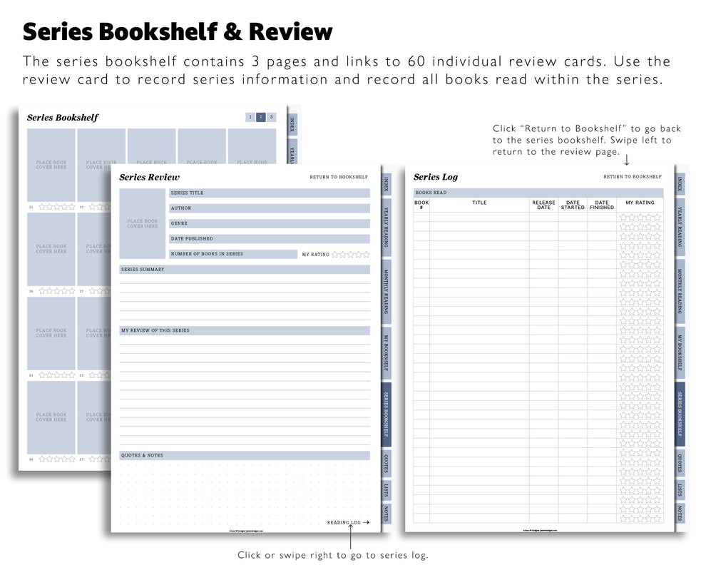Digital Reading Journal | Reading Journal Template – Jena W Designs