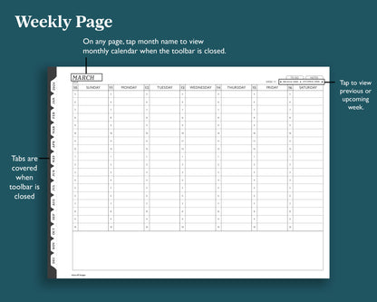 2024 Hourly Weekly Planner with To Do Lists | Landscape Planner for e-ink Devices