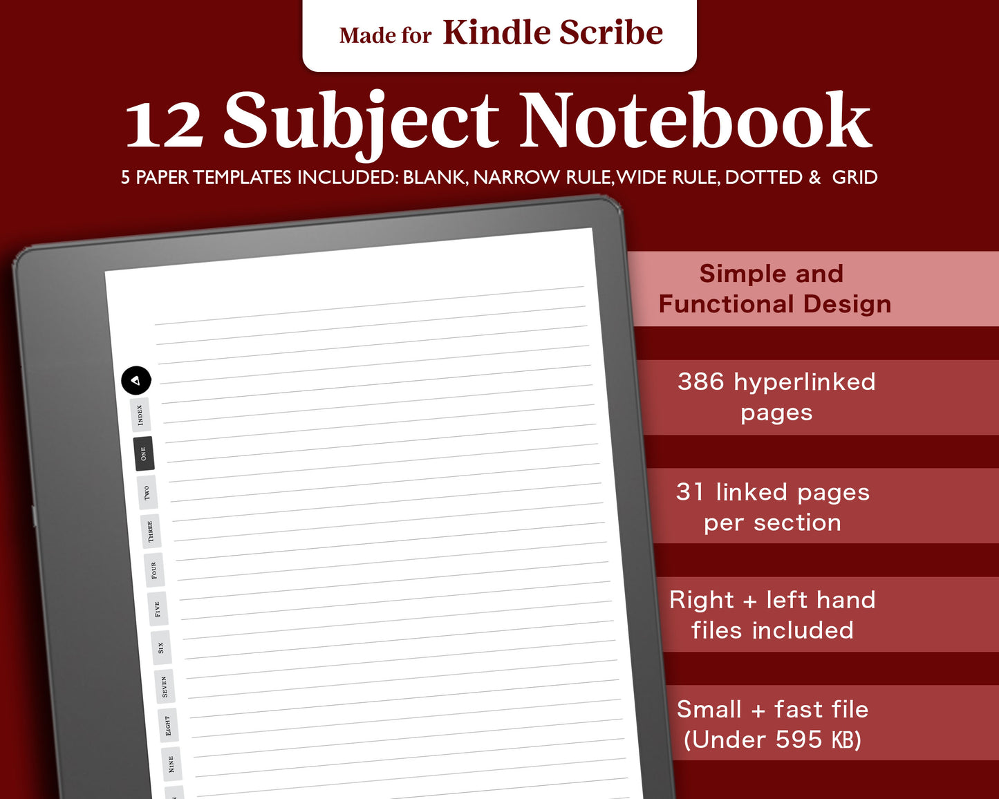 12 Section Notebook | for Kindle Scribe