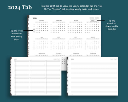 2024 Hourly Weekly Planner with To Do Lists | Landscape Planner for e-ink Devices