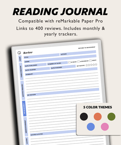 Reading Journal | for reMarkable Paper Pro