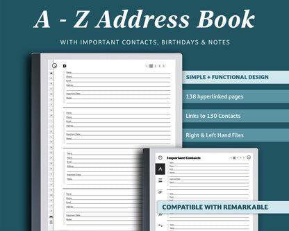 A-Z Address Book | for e-ink Devices