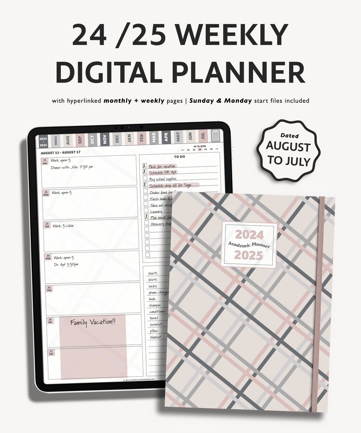 2024 - 2025 Mid Year Student Planner - Playful Academic Collection